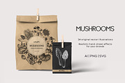 Mushrooms Vector Illustration Set, an Object Illustration by Yevheniia (Thumbnail 2 of 14)