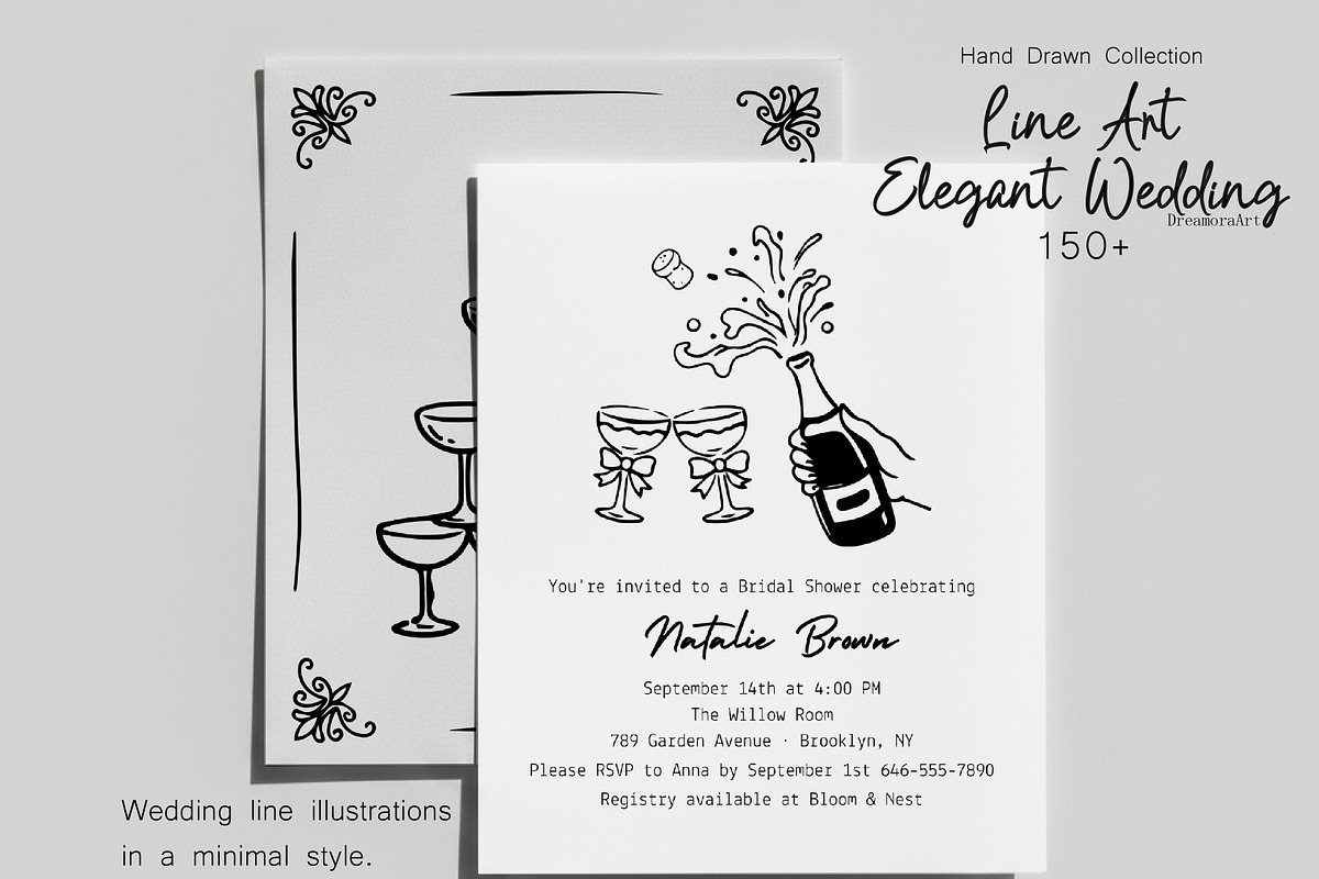 Hand Drawn Elegant Wedding 150+ SVG, an Object Illustration by DreamoraArt (Photo 5 of 12)