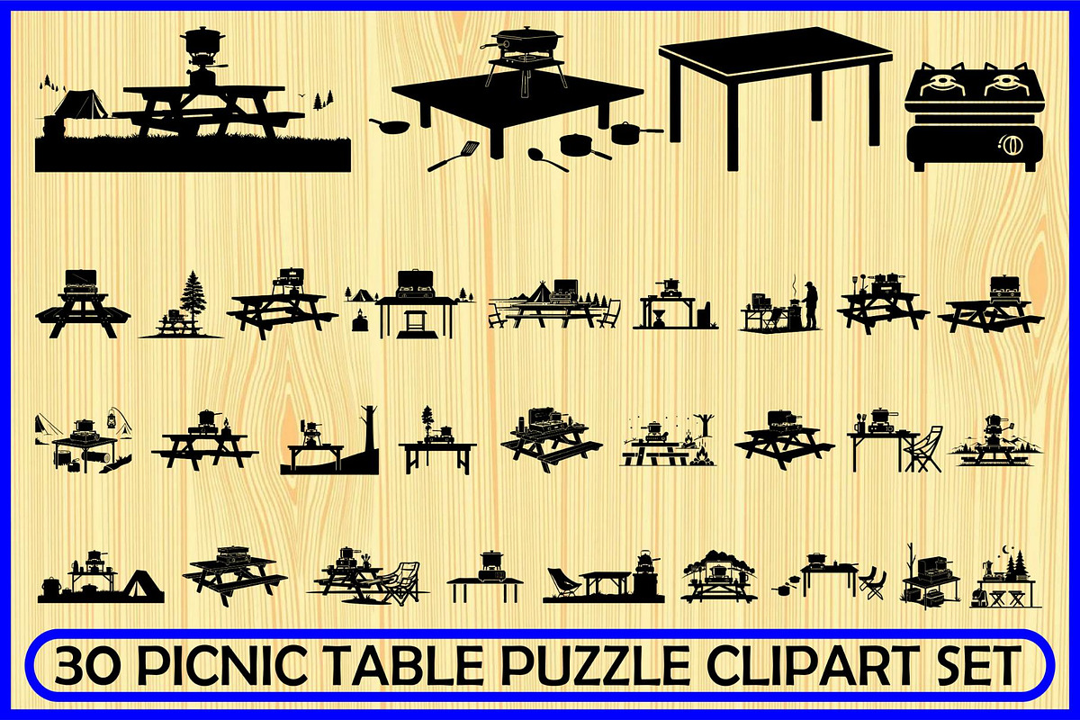 Picnic Table Puzzle Clipart Set, an Object Illustration by Designer_Momina (Photo 11 of 15)
