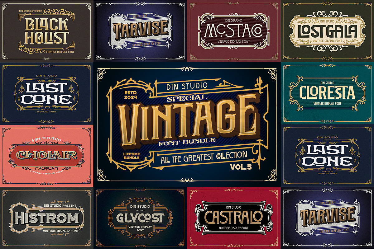 Vintage Font Bundle 5, a Symbol Font by Vintage Division (Photo 1 of 12)