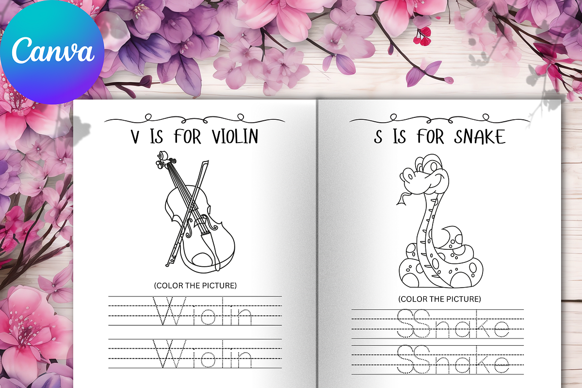 Learning to Trace Kids Activity Book, a Print Template by LA Design (Photo 4 of 10)