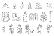 Minimal Hiking and Camping Line Icon, an Outline Icon by MkStudio (Thumbnail 1 of 2)