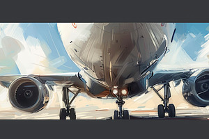 A modern jet airplane on the runway,, a Photo by LOGOCREATIVE