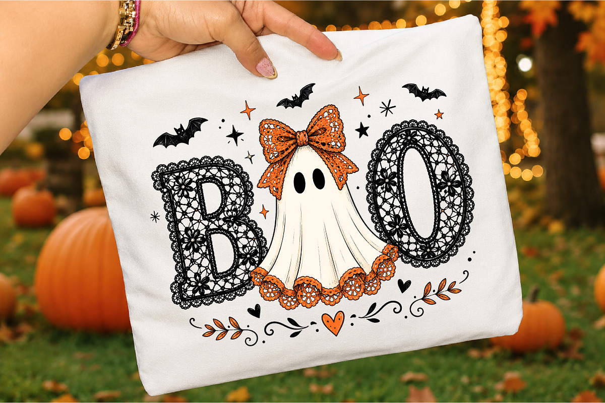 BOO Lace Ghost PNG, Cute Coquette, a Seasonal Illustration by Libby Wishes (Photo 3 of 3)