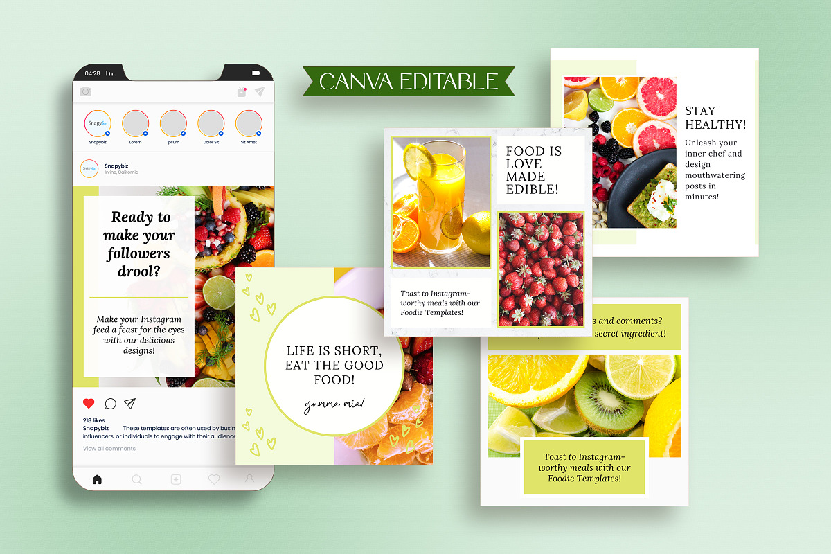 Foodie Instagram Post Canva Template, a Social Media Template by Snapybiz (Photo 8 of 10)