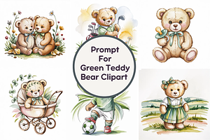 Prompt for Green Teddy Bear Clipart, a Graphic by Milano Creative