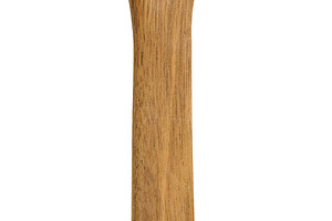 Wooden empty spoon with long handle on isolated background, a Food & Drink Photo by ndanko