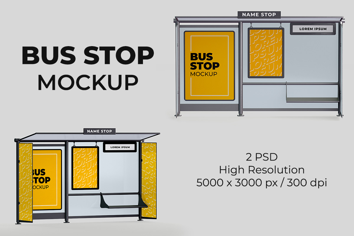 Bus Stop Mockup Set, a Print Template by McLittle Stock (Photo 1 of 3)