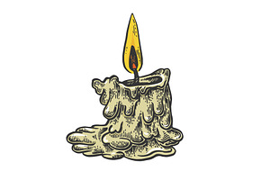 Burning Candle Line Art Sketch