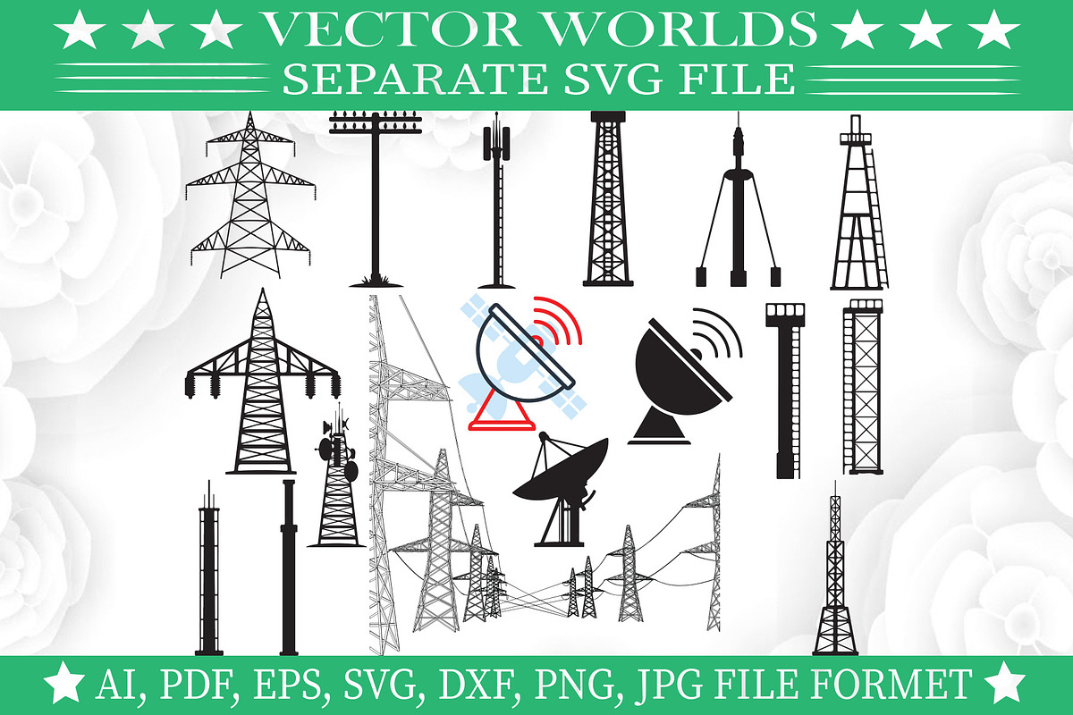 Transmission Tower Svg, Tower Svg, an Object Graphic by VectorWorlds