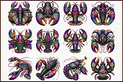 Crawfish Mardi Gras Watercolor Clipa, an Illustration by Sublimation Artist (Thumbnail 3 of 6)