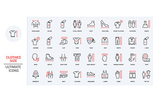 Clothes size guide sizing icons, an Object Illustration by Lemberg Vector