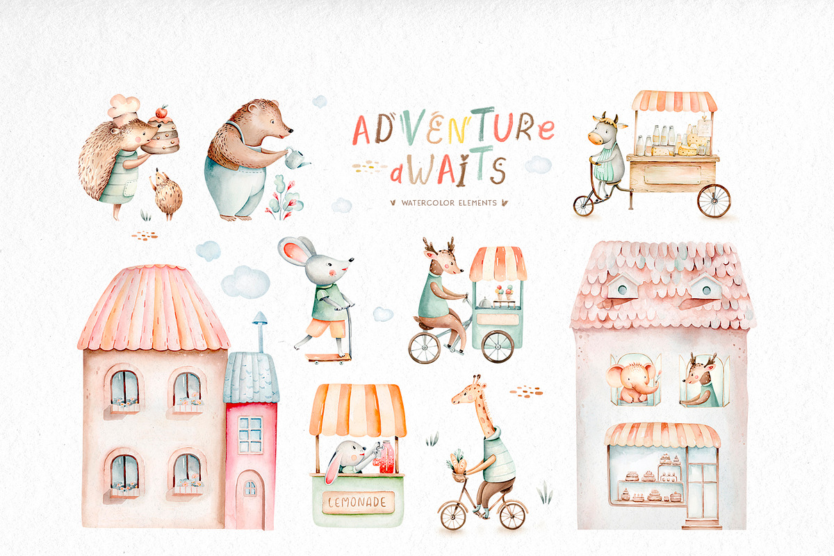 Adventure awaits. Animal city set, an Animal Illustration by Peace ART (Photo 2 of 11)