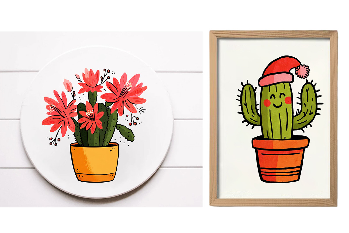 Christmas Cactus Clipart, an Illustration by Designworld (Photo 3 of 6)