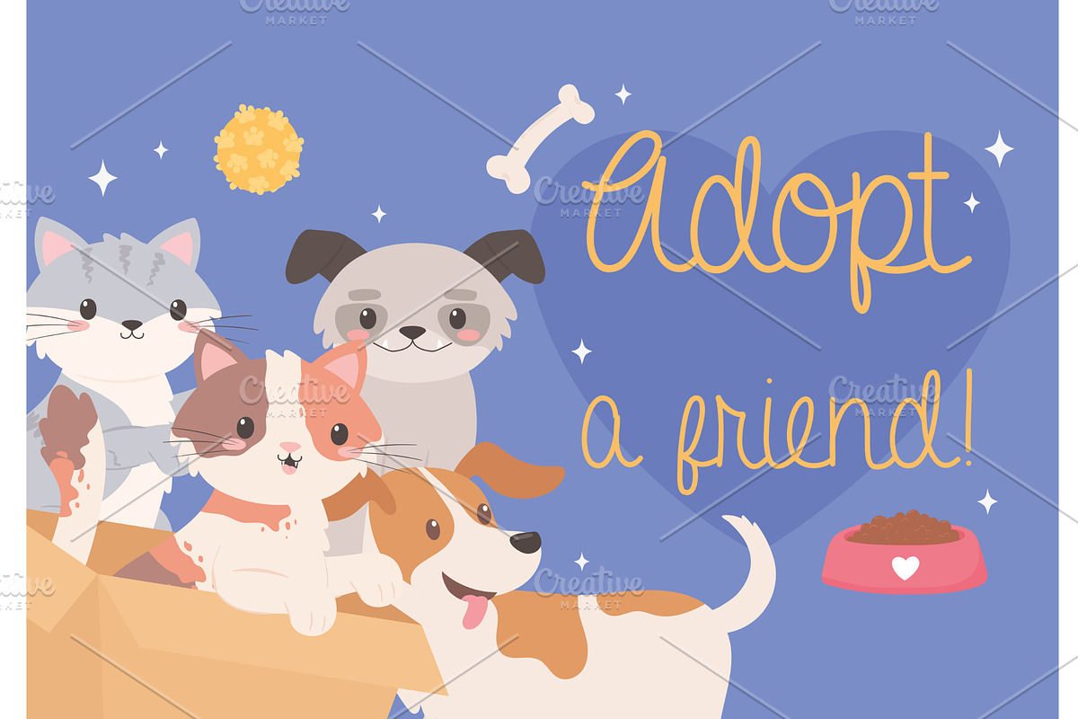 adopt a friend, an Animal Illustration by studiogstock