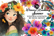Whimsical Hawaiian Summer Clipart, an Illustration by DreamArtGraphic (Thumbnail 1 of 8)