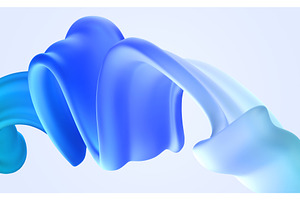 3d Abstract Blue Liquid Ribbon Swirl