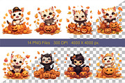 Cute Kawaii Cats for Halloween., an Animal Illustration by KENO Mascots (Thumbnail 2 of 8)