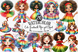 Cute Juneteenth Afro Girl Clipart, an Illustration by Designking