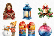 Cozy White Christmas Clipart, an Illustration by Craft Nest (Thumbnail 4 of 6)