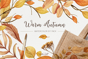 Warm Autumn. Watercolor DIY Pack