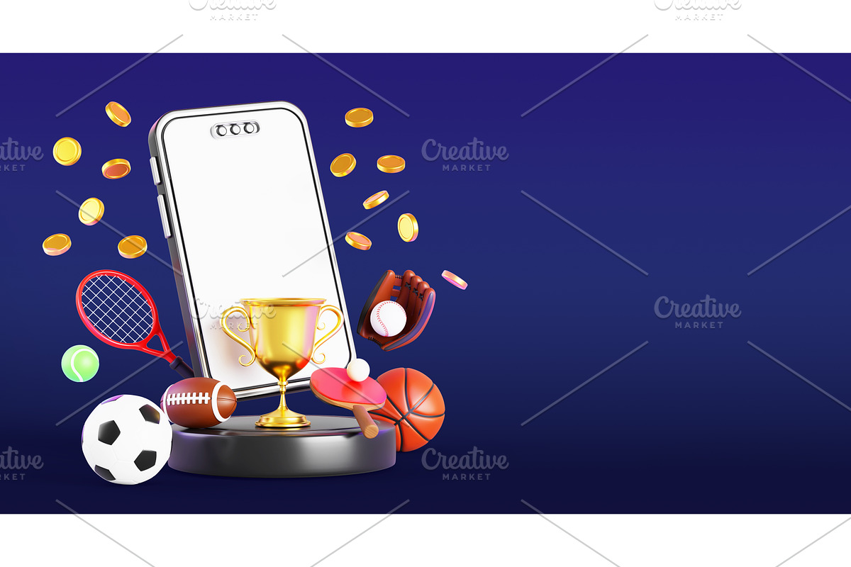3d sport betting online banner, a Sport Illustration by Marozhkastudio