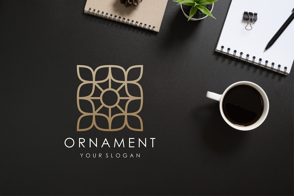line art floral ornament - SVG file, a Branding & Logo Template by BARONSTD (Photo 3 of 7)