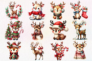 Christmas Cute Reindeer Clipart, an Illustration by Dream Creation (Thumbnail 4 of 5)