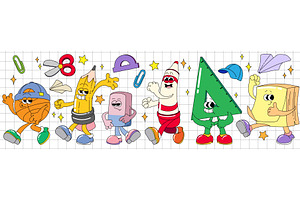 Groovy cartoon school characters, an Education Illustration by art PVP - market