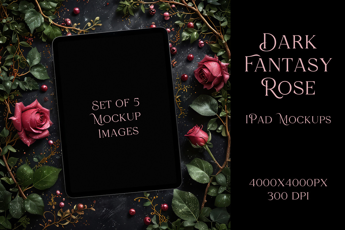 Dark Fantasy Rose IPad E-Book Mockup, an iPad Mockup by Sapphire X Designs (Photo 1 of 2)