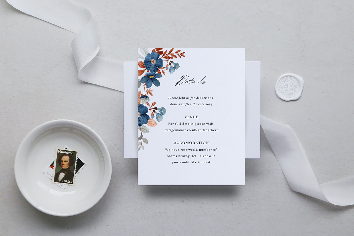 Blue and Orange Wedding Invitation, an Invitation Template by ForeverPrint (Photo 3 of 8)