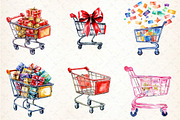 Watercolor Shopping Cart Icon Black, an Illustration by DreamCafeArt (Thumbnail 2 of 5)