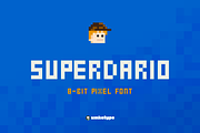 SuperDario Pixel Game Font, a Font by alpercakici (Thumbnail 1 of 9)