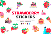 Flat Strawberry Stickers, an Emoji Icon by Vectors Market (Thumbnail 1 of 4)