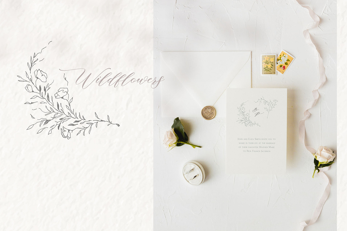 Wildflowers wreath, floral wedding, an Illustration by Summer Nightingale Art (Photo 2 of 6)