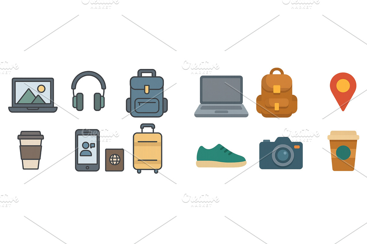 Tech gadgets and travel essentials, an Illustration by ZinetroN