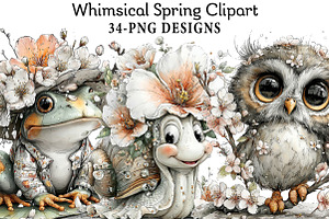 Whimsical Spring Clipart, an Illustration by Daily.Designs