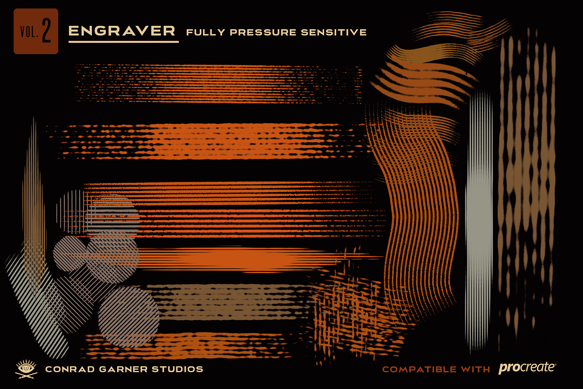 ENGRAVER 2.1 Brushes - Procreate, a Brush Add-On by Conrad Garner Studios (Photo 2 of 6)