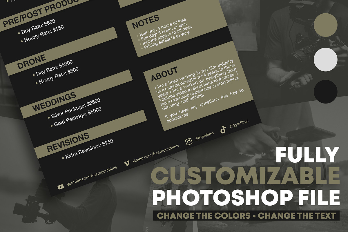 Videography Pricing Sheet Template, a Templates & Theme by Cornfield Studio (Photo 3 of 3)