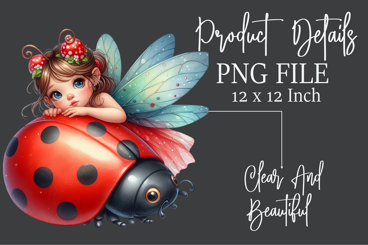 Watercolor Ladybug Girl Clipart, an Illustration by Rose Art (Photo 6 of 7)