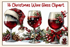 Christmas Wine Glass Clipart, an Illustration by cherrydesign
