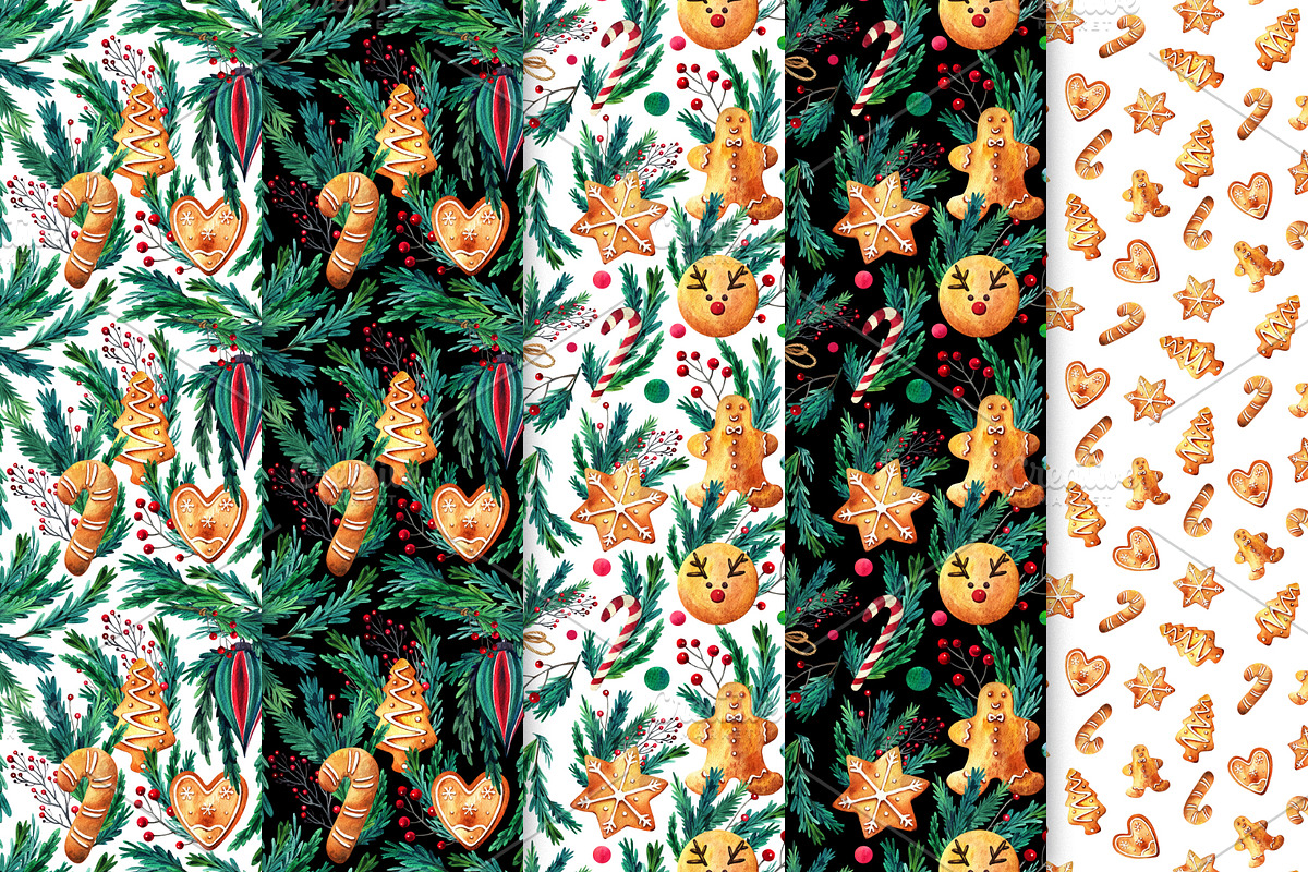 Merry Christmas Watercolor Set, a Decorative Illustration by Olga Alexeenko (Photo 5 of 10)