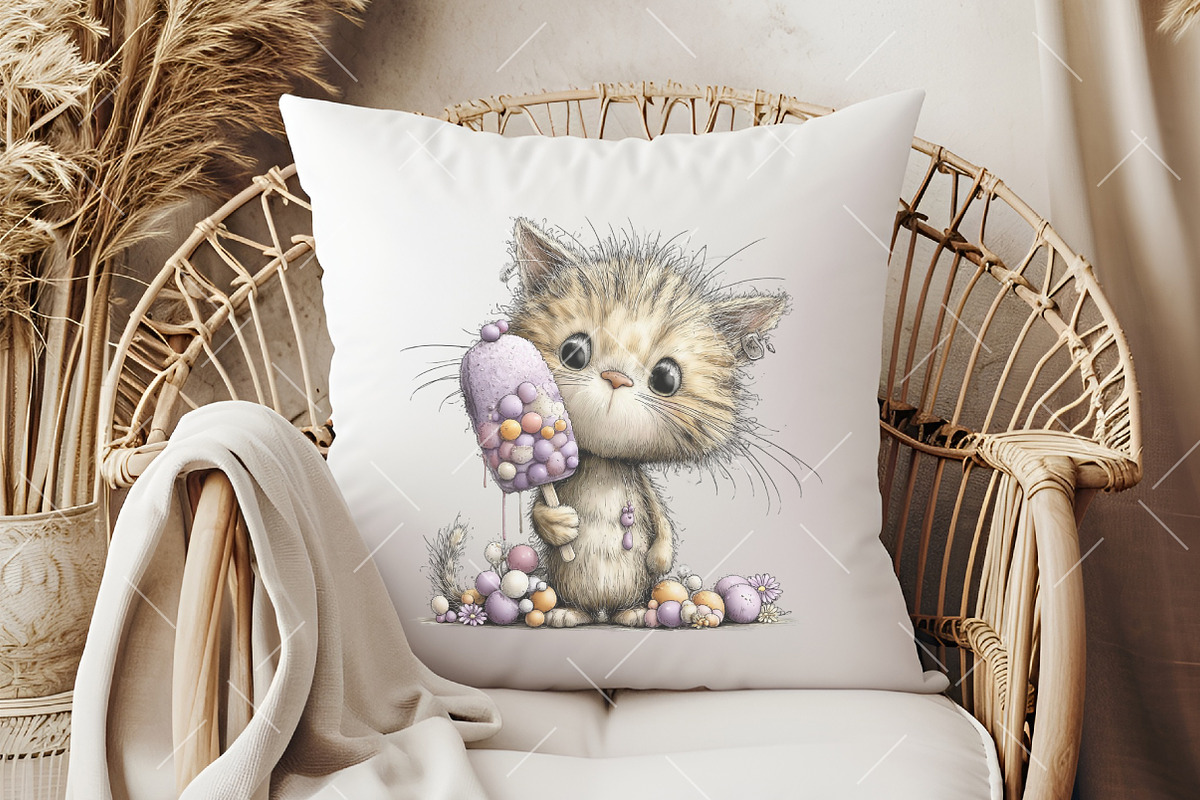 Whimsical Summer Cat Clipart, an Illustration by OK Design (Photo 5 of 6)