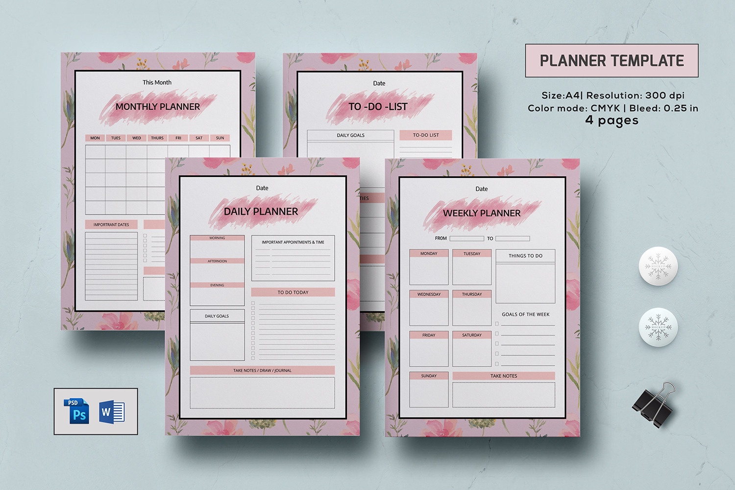 Printable Planner Template V12, a Stationery Template by Template Shop
