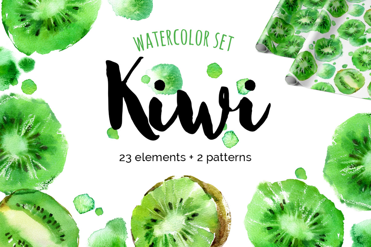 Watercolor kiwi fruit, a Food Illustration by ognivo (Photo 1 of 3)