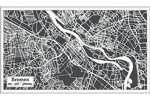 Bremen Germany City Map In Retro