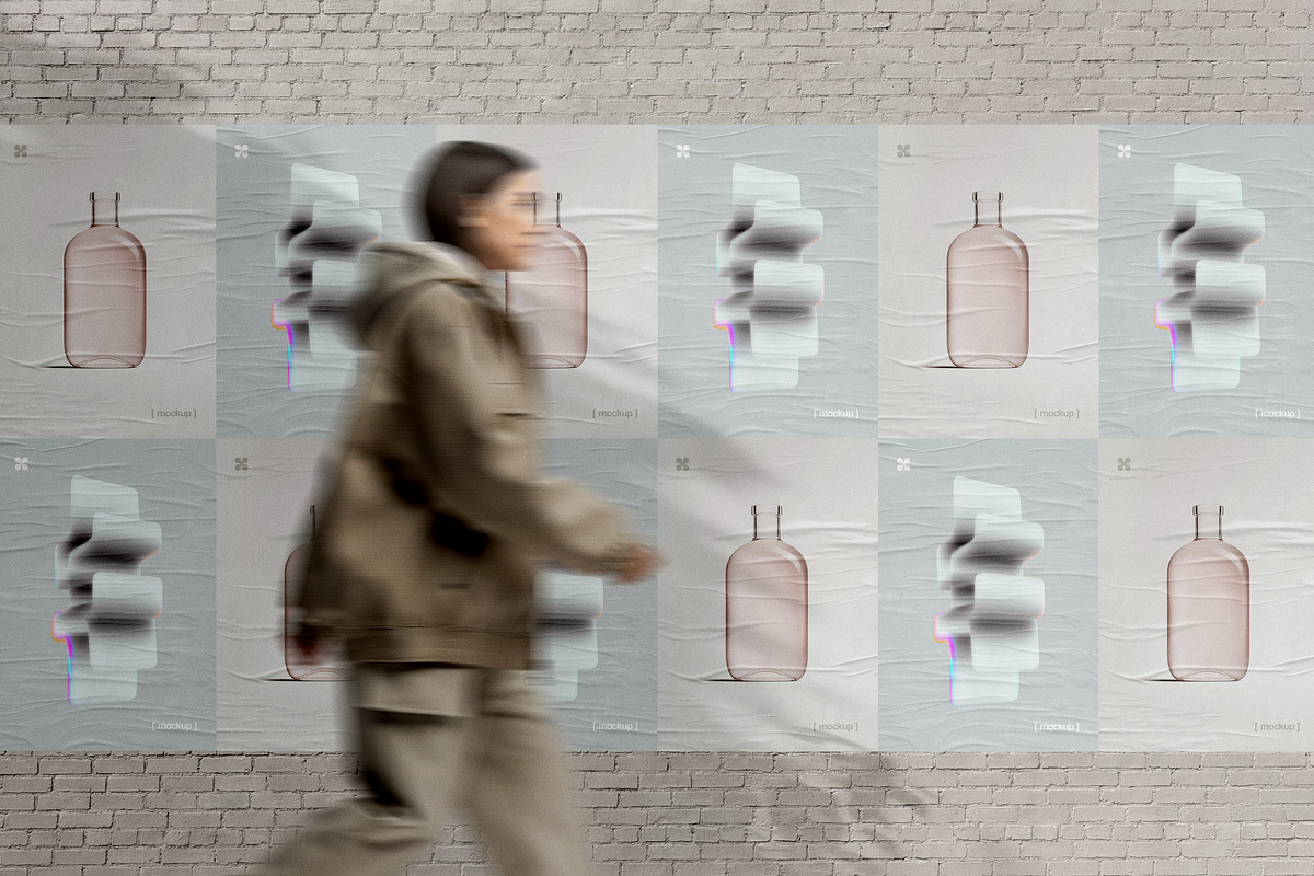 Street Poster Mockup on Brick Wall, an Advertising Mockup by Design Squad (Photo 1 of 3)