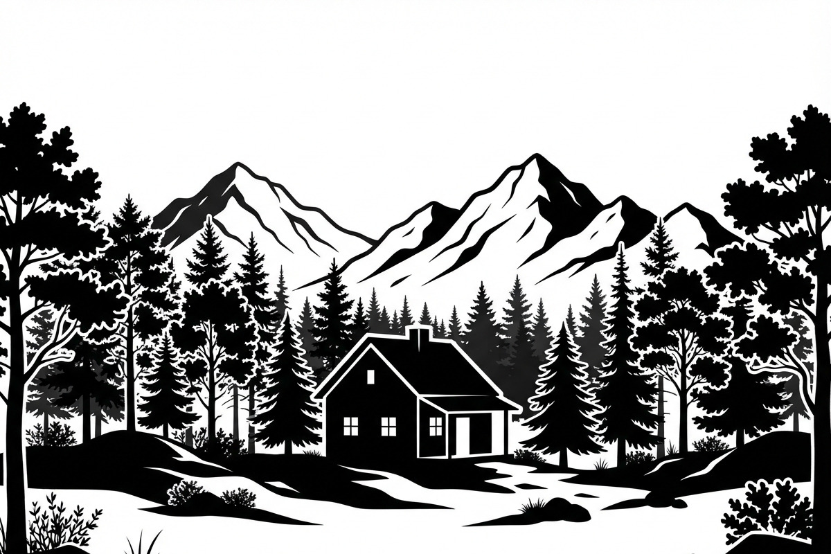 50 Forest Cabin Landscape Silhouette, an Empty State Illustration by Amazin_art (Photo 31 of 38)