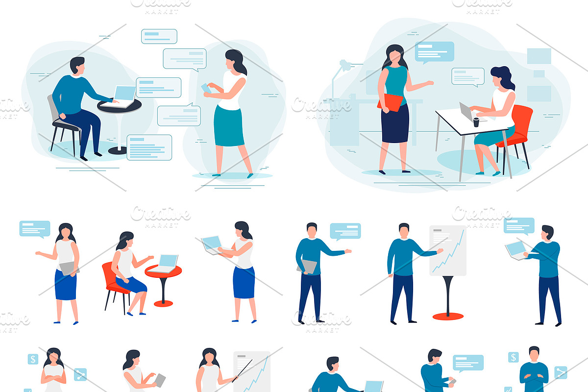 Vector Business People Illustrations, a Background Graphic by Tashal (Photo 5 of 5)