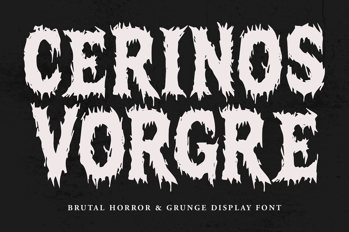 Cerinos Vorgre Brutal Horror Grunge, a Blackletter Font by Maulana Creative (Photo 1 of 7)